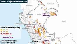 Peru: Map of areas under significant coca cultivation