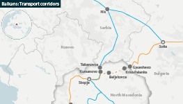 Existing and planned sections of corridors VIII and X