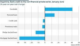 Argentina: Bank credit to the non-financial private sector (year-on-year change, %)