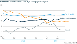 Private sector credit year-on-year change in the Gulf states