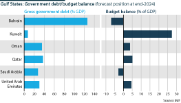 Government debt and budget balances in the Gulf states