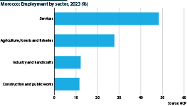 The chart shows Morocco's employment by sector in 2023