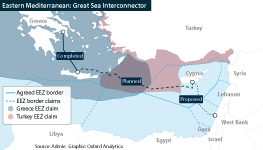 The Great Sea Interconnector cable would run below Mediterranean waters claimed by Turkey