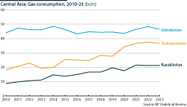 Central Asian gas consumption has risen faster than production