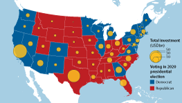 United States: Map of clean energy investments by state