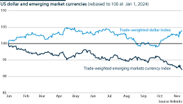 Emerging markets exchange rates and the dollar index